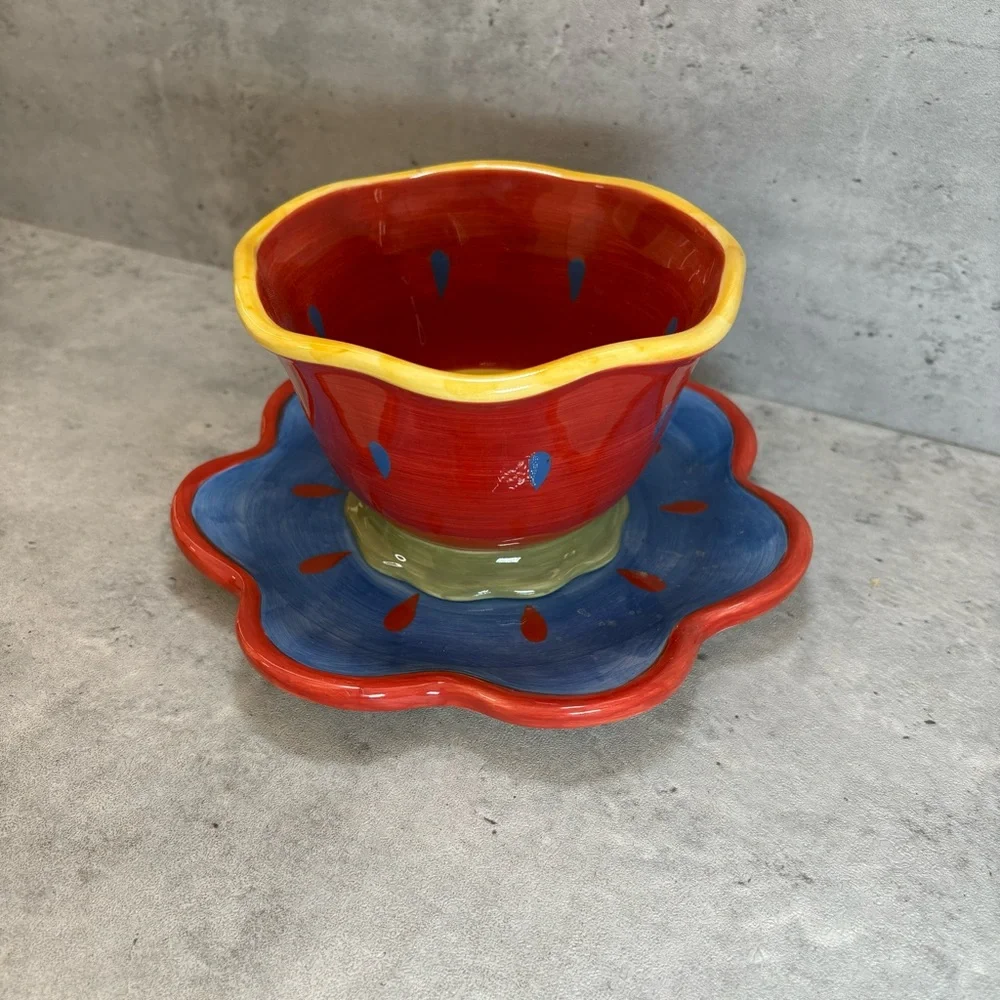 Susan Winget Garden Brights‎ Red Bowl Plate Hostess Certified International